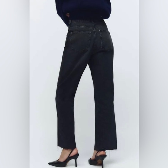 Zara Black High Rise Flared Slitted Leg Jeans - Picture 5 of 6